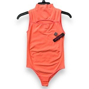 NWT Cotton Candy Cut Out High Neck Coral Bodysuit